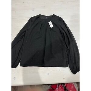 NEW! Express size‎ small metallic dot see through sleeves blouse